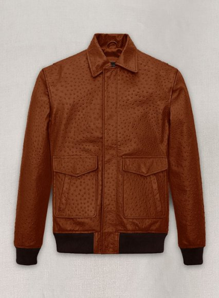 Tan Brown Ostrich Ansel Elgort The Fault In Stars Leather Jacket