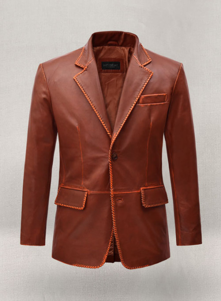 (image for) Rubbed Tan Brown Medieval Leather Blazer