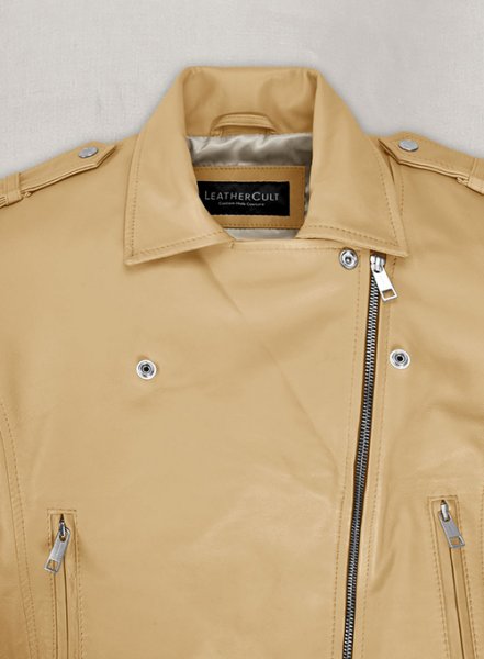 Soft Beige Hilary Duff Leather Jacket #2