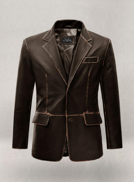 (image for) Rubbed Dark Brown Leather Blazer