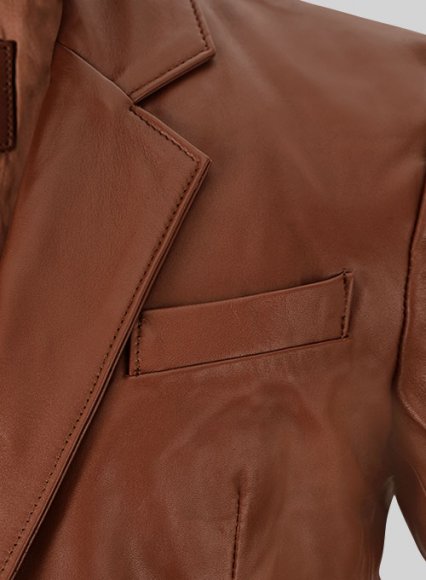 (image for) Tan Brown Leather Blazer