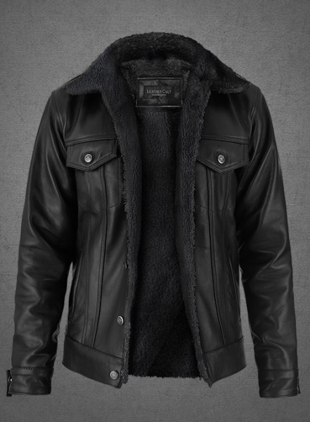 (image for) Black Sherpa Leather Jacket