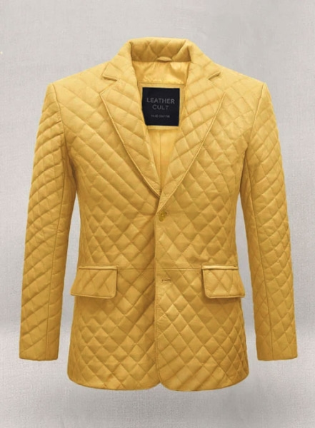 (image for) Yellow Bocelli Quilted Leather Blazer