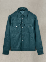 (image for) Soft Prussian Blue V Tab Leather Shirt Jacket