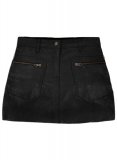 (image for) Black Stretch Leather Mini Skirt with Pockets - S Mini
