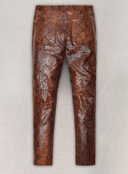 (image for) Bold Brown Python Leather Biker Jeans - Style #501