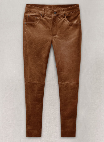 (image for) Cognac Leather Pants - Jeans Style