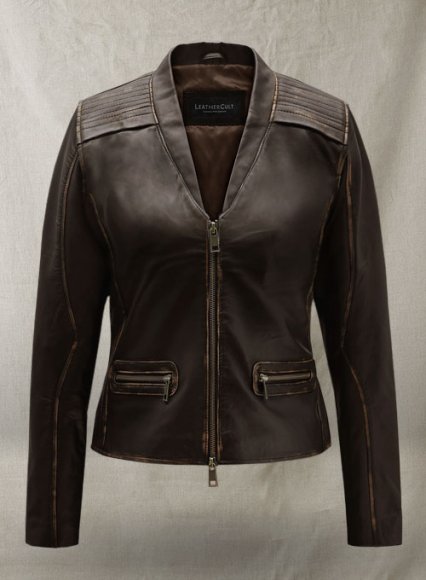 Rubbed Brown Leather Jacket # 287