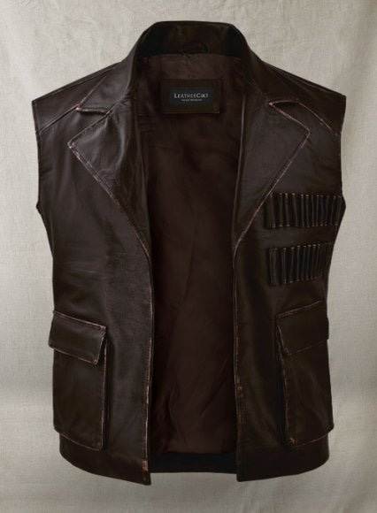 Rubbed Dark Brown Sean Connery Leather Vest