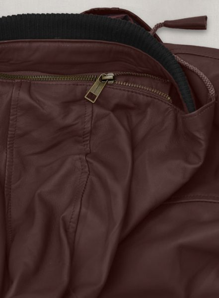 (image for) Soft Maroon Symphony Detachable Hood Leather Jacket