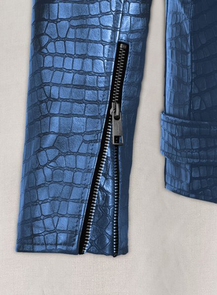 Women's Crocodile Real Leather Coat Embossed Long Coat 