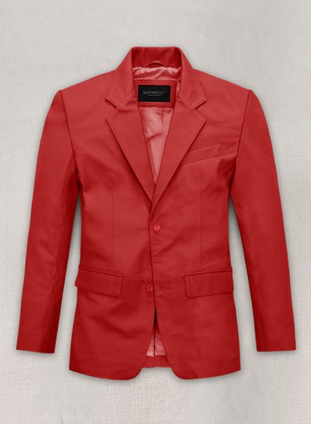 Soft Tango Red Leather Blazer