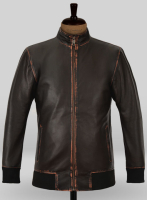 (image for) Rubbed Dark Brown Lionel Messi Leather Jacket #1