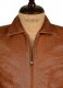 Tan Brown Ostrich Leather Hipster Jacket #2