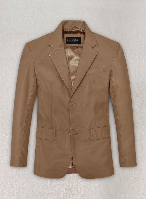 Soft Amazon Brown Leather Blazer - Click Image to Close