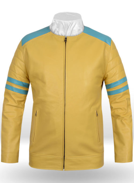 (image for) Yellow Leather Fighter T-Shirt Jacket