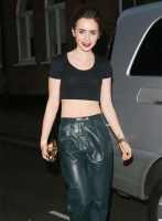 (image for) Lily Collins Leather Pants