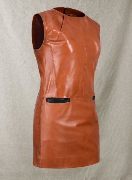 Shiny Old Tan Bonfire Leather Dress - # 752