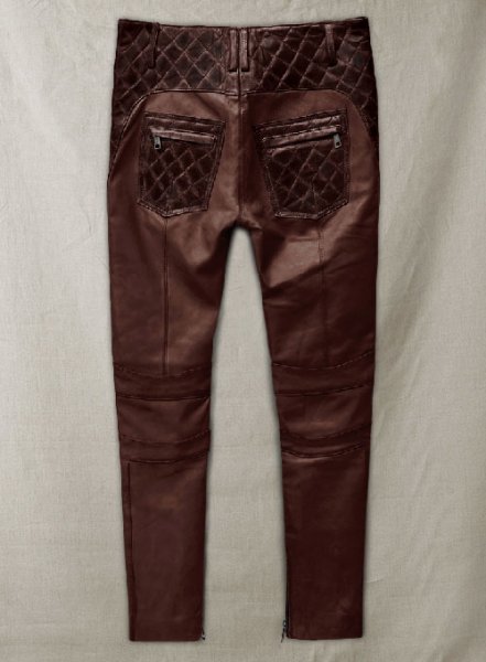 Outlaw Burnt Maroon Leather Pants : LeatherCult: Genuine Custom