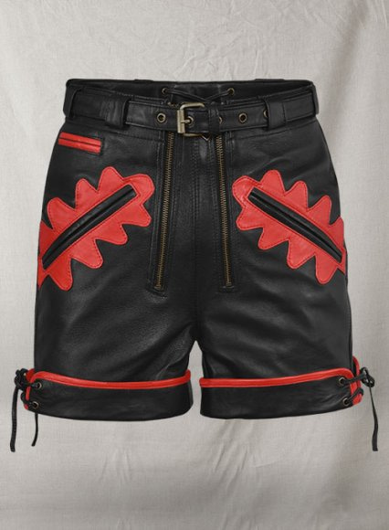 Thick Black Leather Cargo Shorts Style # 364
