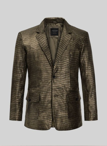 Croc Antique Gold Western Leather Blazer