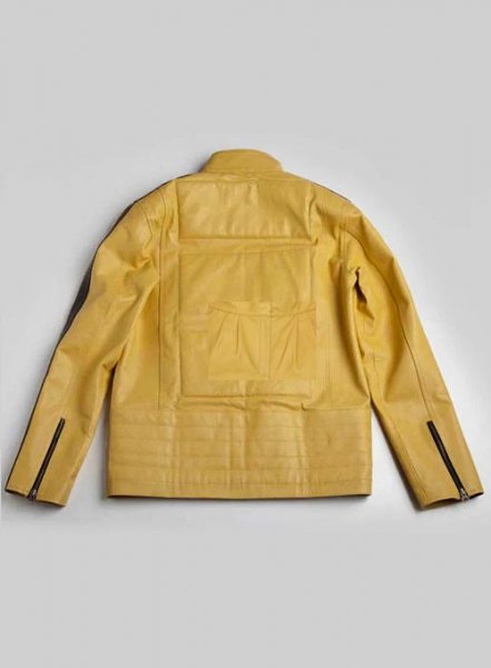 Women Uma Thurman Kill Bill Yellow Leather Motorcycle Jacket