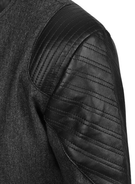 Stone Charcoal Tweed Leather Combo Jacket # 667