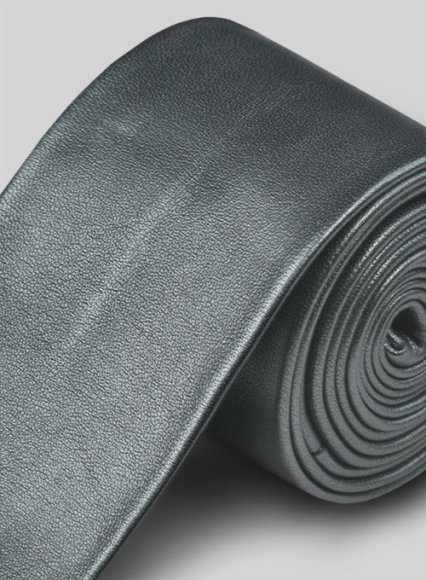 (image for) Metallic Lurex Gray Leather Tie