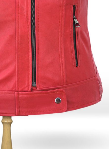 Soft Raspberry Red Leather Jacket # 220