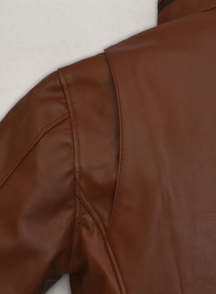 (image for) Tan Brown Military M-65 Leather Jacket