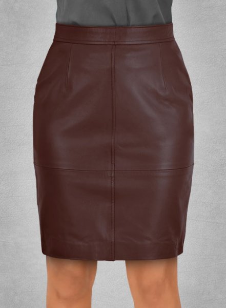Soft Maroon Wax Meghan Markle Leather Skirt