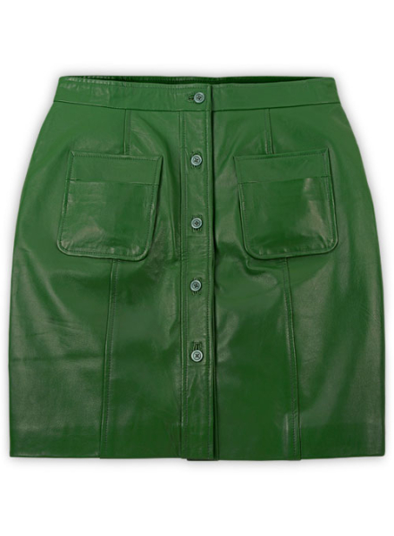 (image for) Brazil Green Button-Up Leather Skirt - # 121