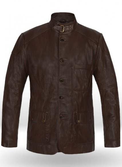 (image for) Wrinkled Brown Hugh Jackman Real Steel Leather Jacket