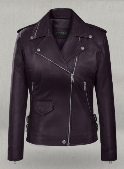Purple Hilary Duff Leather Jacket #3