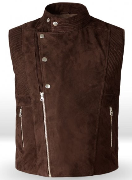 Soft Dark Brown Suede Leather Vest # 354