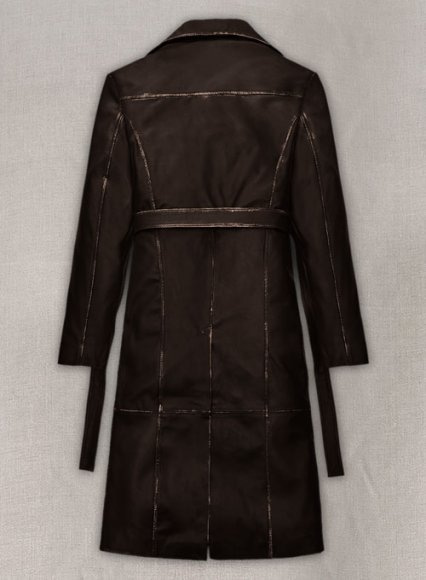 (image for) Rubbed Dark Brown Alpine Leather Long Coat