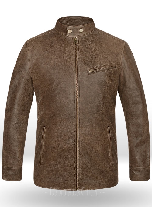 Vintage Gravel Brown Leather Cycle Jacket #3 - Click Image to Close