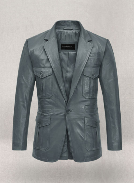 (image for) Soft Sherpa Gray Washed and Wax Leather Blazer - #712