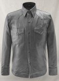 (image for) Gray Leather Shirt Jacket - #1S