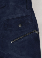 (image for) Dark Blue Suede Leather Cargo Jeans - Style 01-2
