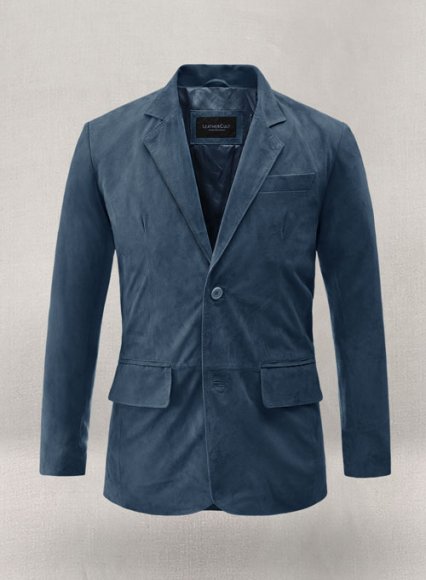 Blue Suede Leather Blazer