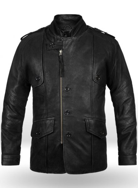 Distressed Black Leather Jacket # 106
