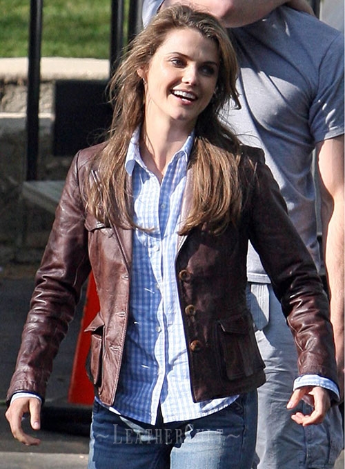 Keri Russell Bedtime Stories Leather Blazer - Click Image to Close