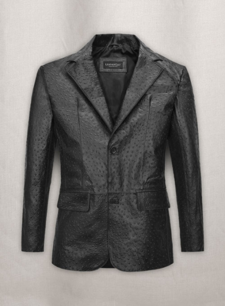 (image for) Black Ostrich Leather Blazer