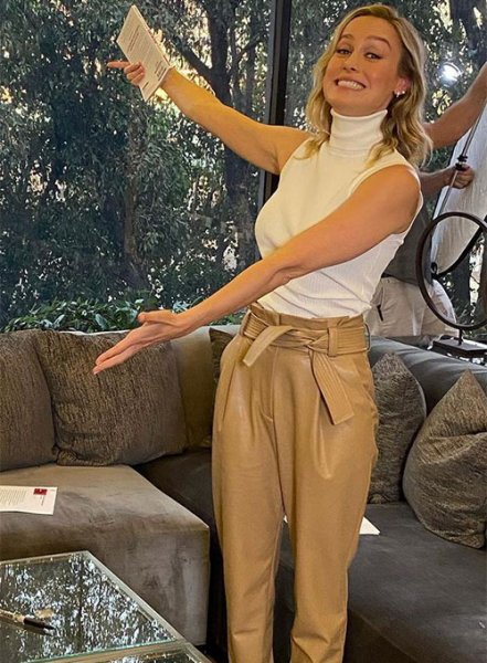 Brie Larson Leather Pants #1