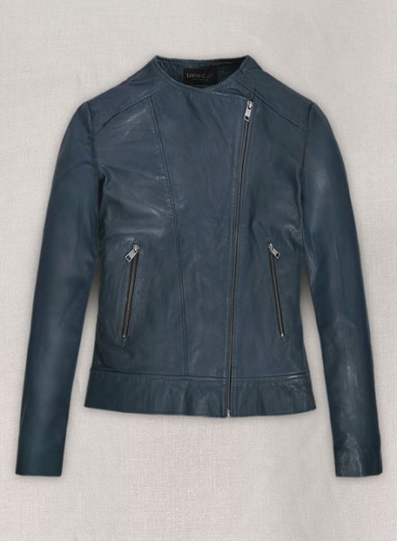 Soft Winsor Blue Washed & Wax Leather Jacket # 237