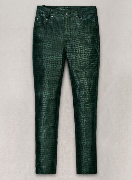 (image for) Croc Metallic Green Leather Pants - Jeans Style