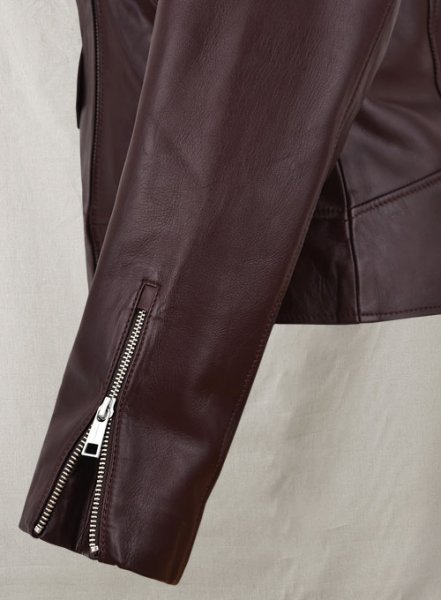 (image for) Burgundy Meghan Markle Leather Jacket