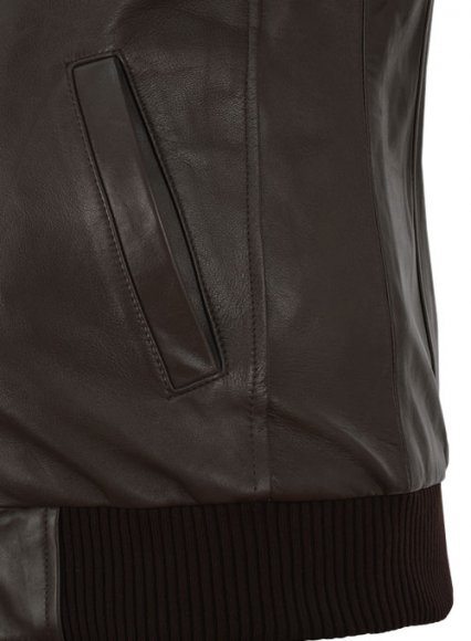 (image for) Brown Wax Classic Bomber Leather Jacket