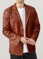 (image for) Rubbed Tan Brown Medieval Leather Blazer